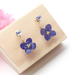 繡球花和蝴蝶施華洛世奇水晶耳環 第1張的照片