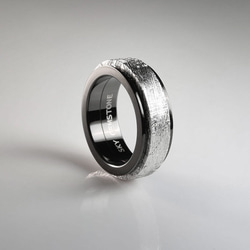 Spinning Meteorite 316L Stainless Steel Wedding Band Ring 1枚目の画像