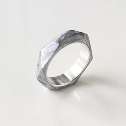 ASPECT - Faceted Angular Cut Meteorite Sterling Silver Ring 2枚目の画像