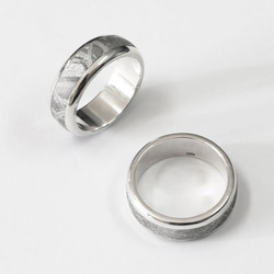 Round-Edge Sterling Silver Meteorite Wedding Band Ring 3枚目の画像