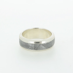 Round-Edge Sterling Silver Meteorite Wedding Band Ring 4枚目の画像