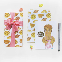パンダの食料品店 - 入れ墨おじさん焼き菓子金箔バースデーカード誕生日カード 2枚目の画像
