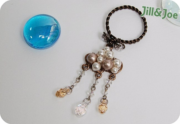 行雲水晶 珍珠戒指.Jill&Joe獨家設計 施華洛世奇元素 純銅線手作 第3張的照片