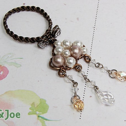 行雲水晶 珍珠戒指.Jill&Joe獨家設計 施華洛世奇元素 純銅線手作 第4張的照片
