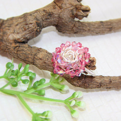 粉紅玫瑰水晶 金屬線纏繞戒指.Jill&Joe獨家設計 施華洛世奇元素 藝術銅線手作 第1張的照片