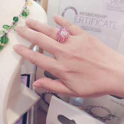 粉紅玫瑰水晶 金屬線纏繞戒指.Jill&Joe獨家設計 施華洛世奇元素 藝術銅線手作 第2張的照片