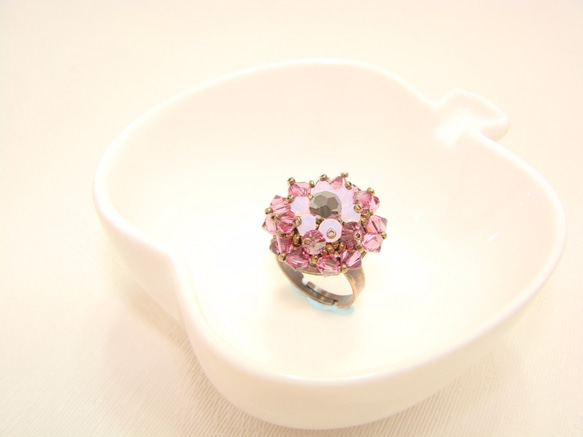 紫花盛開 紅銅可調式戒指.Jill&Joe獨家設計 施華洛世奇元素 手作 第3張的照片