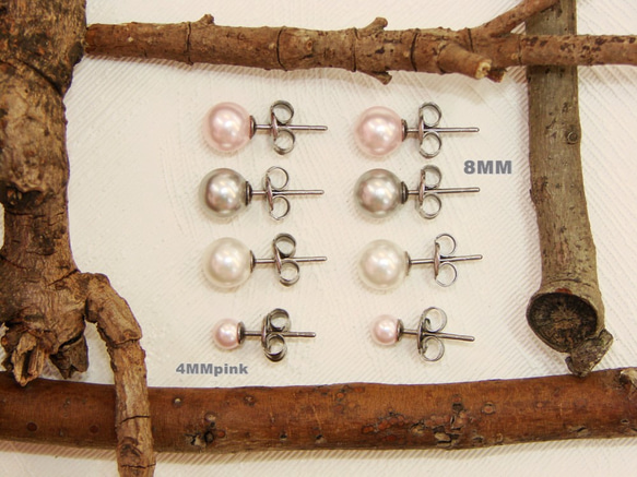 8MM經典白色珍珠 貼耳不銹鋼針耳環 針式or手作無痛夾式˙Jill&Joe獨家設計款˙施華洛世奇元素水晶珍珠 第4張的照片