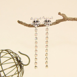 貼耳骷顱頭鑽鍊 不銹鋼耳針長耳環˙Jill&Joe獨家設計款˙施華洛世奇元素水晶 第2張的照片