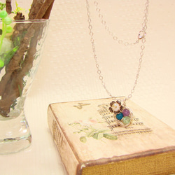 立體鳥巢彩色寶石 花朵母貝 項鍊˙Jill&Joe獨家設計 第2張的照片