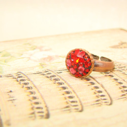 覆盆莓紅 圓型晶鑽寶石戒指.Jill&Joe獨家設計 施華洛世奇水晶元素慢手作 可調式戒圍 第3張的照片