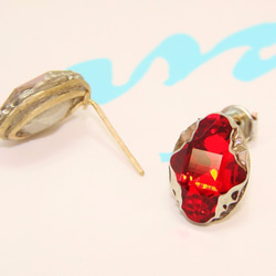 新しいスタイルの赤いスワロフスキークリスタル派手な石のイヤリングの耳ジル＆ジョー真鍮プレート線排他的な設計モデルをノック（クリッ 3枚目の画像