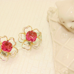 訂製款~蓮花紅花朵 施華洛世奇花式石水晶 貼耳夾式耳環˙Jill&Joe獨家盤線18Kgf設計款 第4張的照片