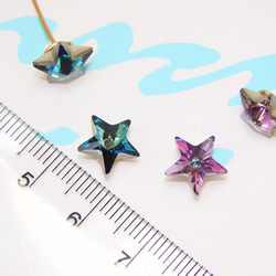海水藍彩 星星造型水晶 貼耳針式耳環 耳釘(可改夾式).Jill&Joe獨家盤線 純黃銅手作設計 抗過敏 第3張的照片