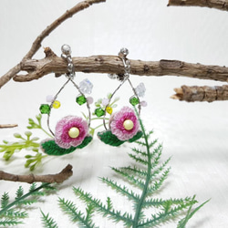 令和梅之歌 刺繡花朵 鋯石水晶 單鑽夾式耳環˙Jill&Joe王Studio 給妳不一樣的清新氣質 第1張的照片