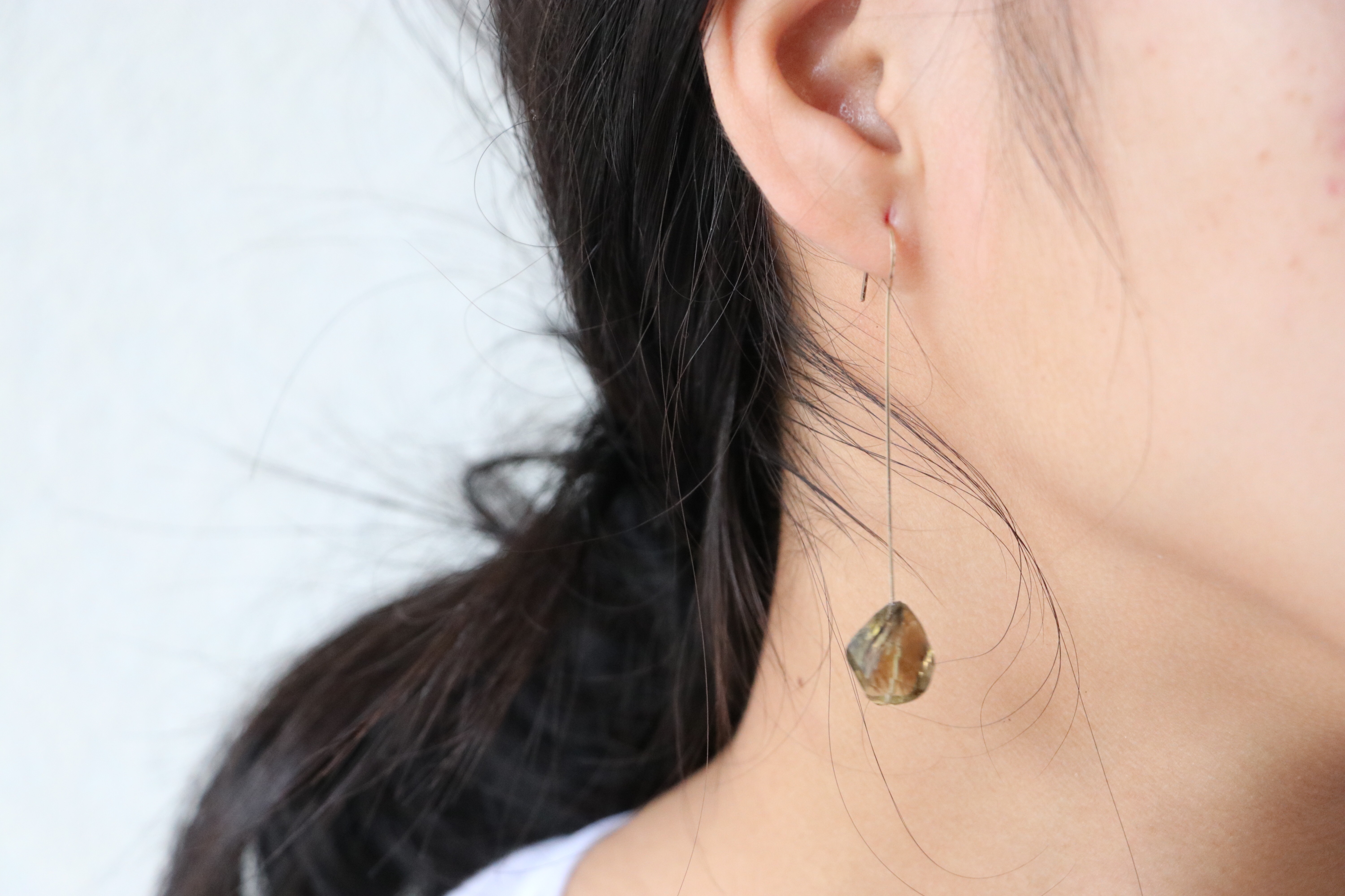 レモン×スモーキークォーツ　ピアス