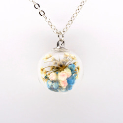 「愛家作-OMYWAY」DIY 乾花藍色雪珠花玻璃球頸鏈 Dried Flower Necklace 第2張的照片