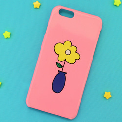 「青い花瓶 黄色い花」iPhone/Android各種 スマホケース 1枚目の画像