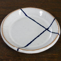 12ｃｍ平皿（白×青ライン） 2枚目の画像
