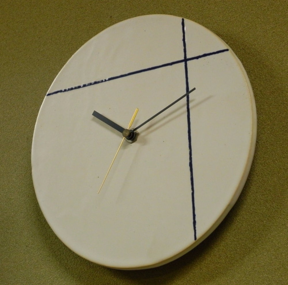 壁掛け時計（白ライン・ラウンド） 1枚目の画像