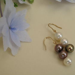 【再販】Straight-line Pearls ~white x bronze~ 5枚目の画像