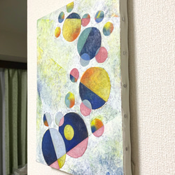 原画 油絵 ファーストステップ 足跡のアート 絵画 抽象画 F4号 カラフル モダンアート 4枚目の画像