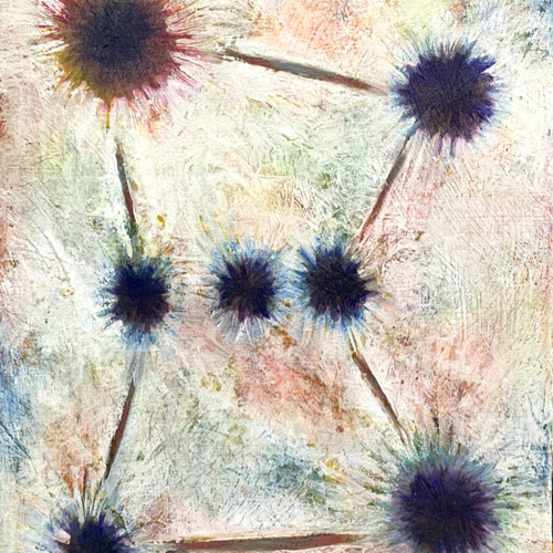 原画 油絵 プチオリオン 星座のアート 抽象画 F6号 ホワイト