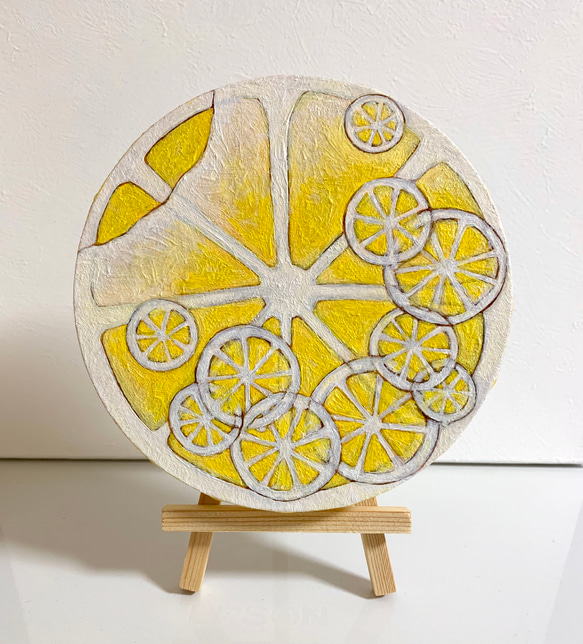 原画 油絵 煌きのレモンウォーター ミニイーゼル付き レモンの 原画 油絵 煌きのレモンウォーター ミニイーゼル付き レモンの