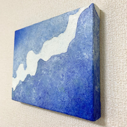 原画 油絵 空と海の青 空と海のアート 抽象画 F0号 ブルー×水色 モダンアート 3枚目の画像