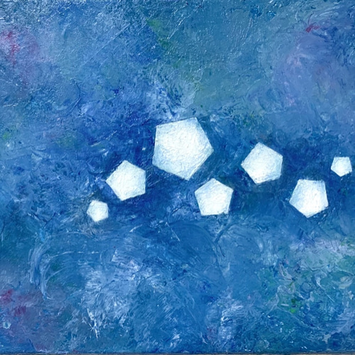 原画 油絵 一瞬のきらり 光のアート 抽象画 F0号 ブルー モダン 原画 油絵 一瞬のきらり 光のアート 抽象画 F0号 ブルー モダン
