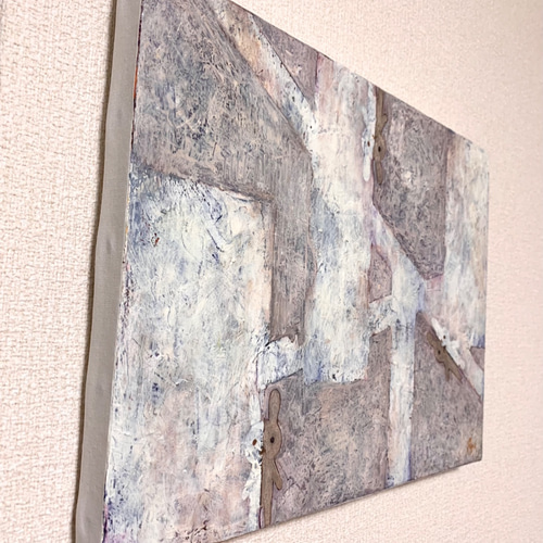 絵画　油絵　原画　抽象画　ハート　北欧　アート　F4 原画 油絵 ハイド＆シーク うさぎのアート 抽象画 F4号 ブラウン