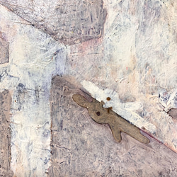 原画 油絵 ハイド＆シーク うさぎのアート 抽象画  F4号 ブラウン×ホワイト モダンアート 5枚目の画像
