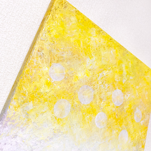 原画 油絵 陽だまり 太陽の光のアート 絵画 抽象画 F4号 黄色×白