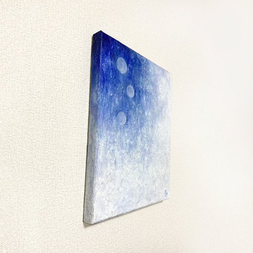 原画 油絵 追憶 光のアート 抽象画 F3号 ブルー モダンアート
