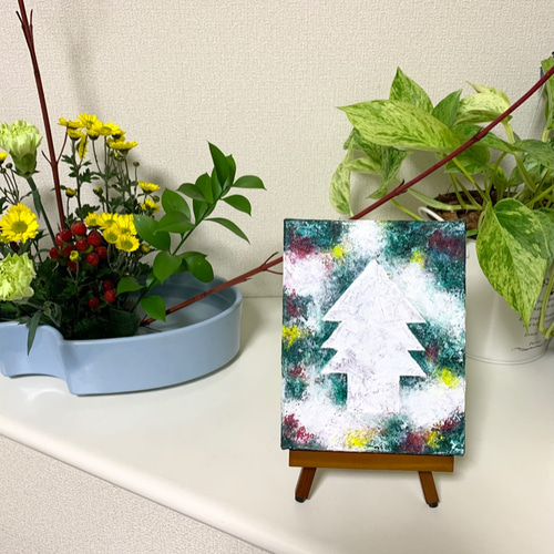 絵画　油絵　抽象画　モダン Ｆ４号　油彩 抽象画 現代アート 「彩-50」 F4号 油彩の抽象画、木製フレーム