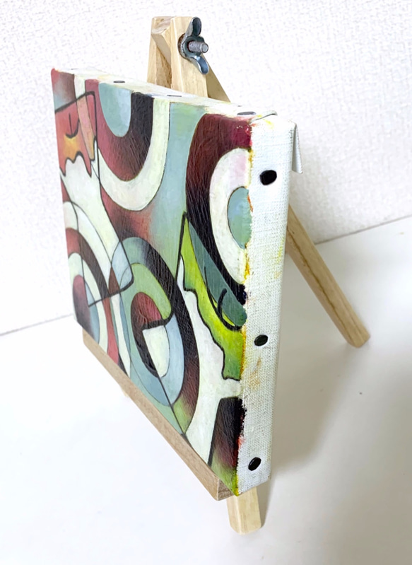 原画 油絵 共鳴Ⅱ リンゴのアート 抽象画  F0号 カラフル モダンアート 5枚目の画像