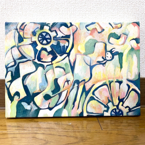 原画 油絵 エナジー リンゴとレモンのアート 抽象画 SM