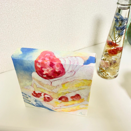 ◾︎◽︎◾︎フォロー割引実施中◾︎◽︎◾︎ 【 おやつの時間 】 原画 アート アクリル 原画 油絵 スウィートタイム 苺ショートとうさぎのアート 抽象画