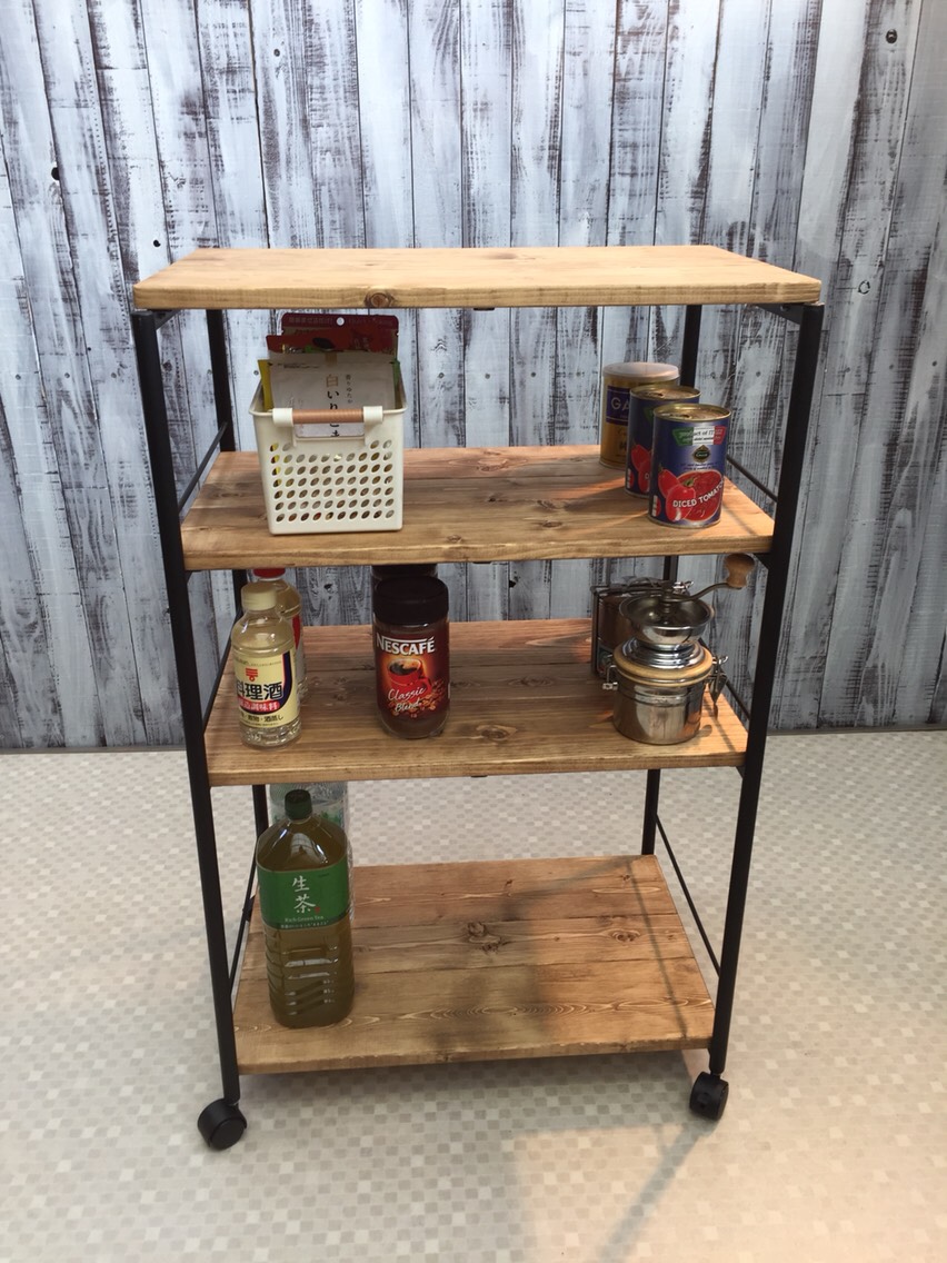 アイアンキッチンワゴン(キャスター付き) 棚・シェルフ・ラック