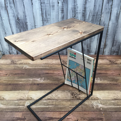 ローテーブル　サイドテーブル　✨木製テーブル　ハンドメイド　アイアン サイドテーブル レジン アイアン 無垢材 木製 コの字 おしゃれ