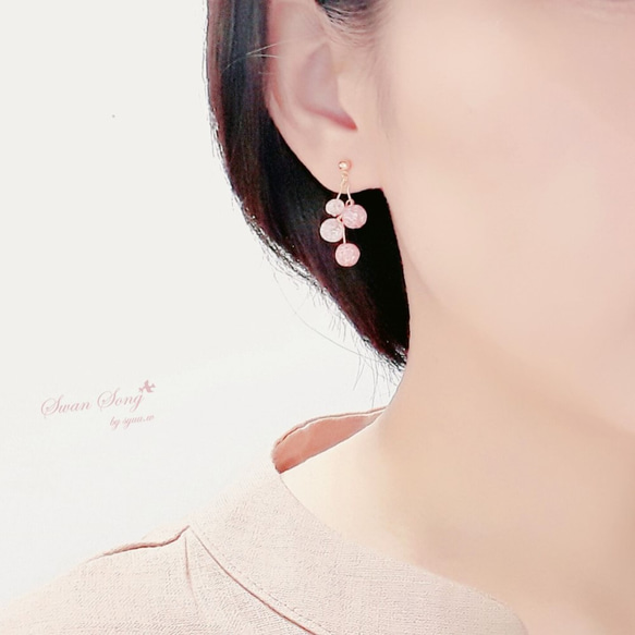 水晶♡ 小雪花pink x red  (耳夾/耳針款) 第2張的照片