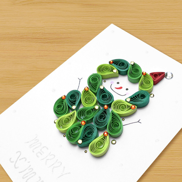 手作りのロール紙カード：遊び心のあるクリスマス-スノーマン 2枚目の画像