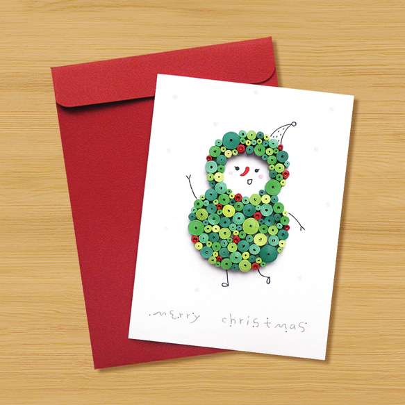 手作りのロール紙カード：キュートでマジカルなクリスマス-スノーマン 3枚目の画像