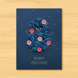 手作りのロールカード：星空シリーズ_クリスマスの雪だるまを歩き回るロマンチックな花（クリスマスカード、クリスマス） 1枚目の画像
