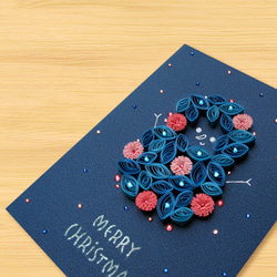 手作りのロールカード：星空シリーズ_クリスマスの雪だるまを歩き回るロマンチックな花（クリスマスカード、クリスマス） 2枚目の画像