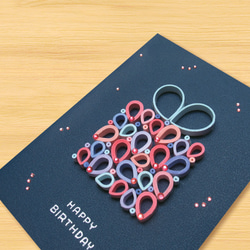 手作りのロール紙カード：ロマンチックな波紋の誕生日ギフトボックスC 2枚目の画像