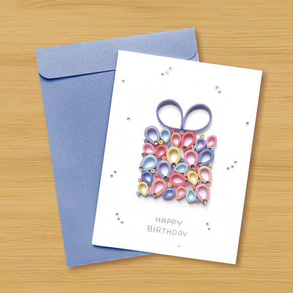 手作りのロール紙カード：ロマンチックな波紋の誕生日プレゼントボックスB 3枚目の画像