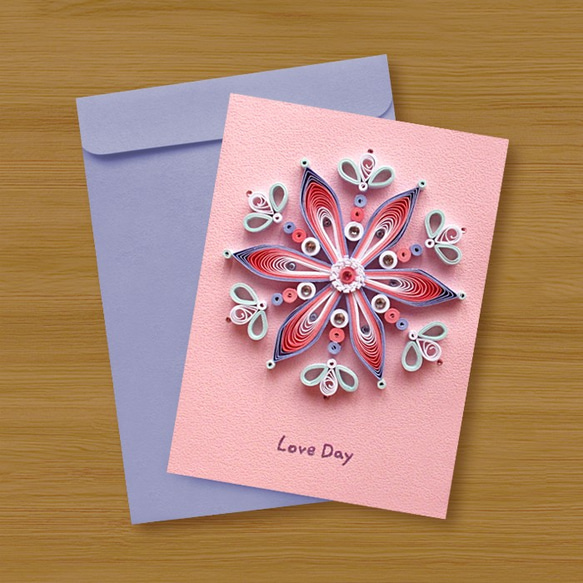 手工捲紙卡片：花戀曼陀羅 Love Day（生日卡、感謝卡、母親卡、教師卡、萬用卡） 第3張的照片
