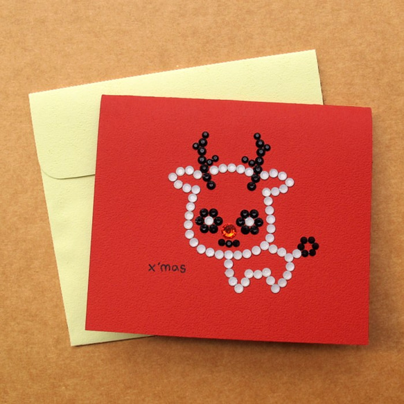 手工貼鑽卡片：小糜鹿（聖誕節、聖誕卡） 第4張的照片
