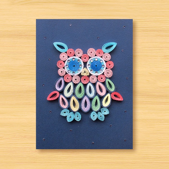 手工捲紙卡片：可愛貓頭鷹 C（生日卡、萬用卡、感謝卡） 第1張的照片